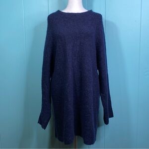 Eileen Fisher Size XL Blue Cashmere Silk Long Sweater